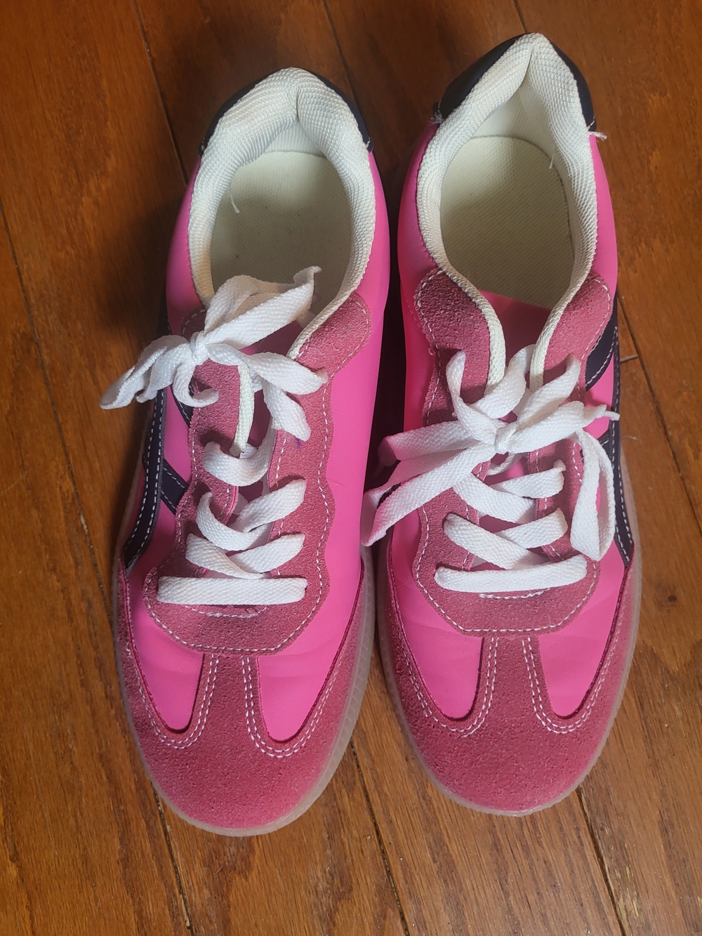 Womens Pink Lace-Up Athletic Sneakers